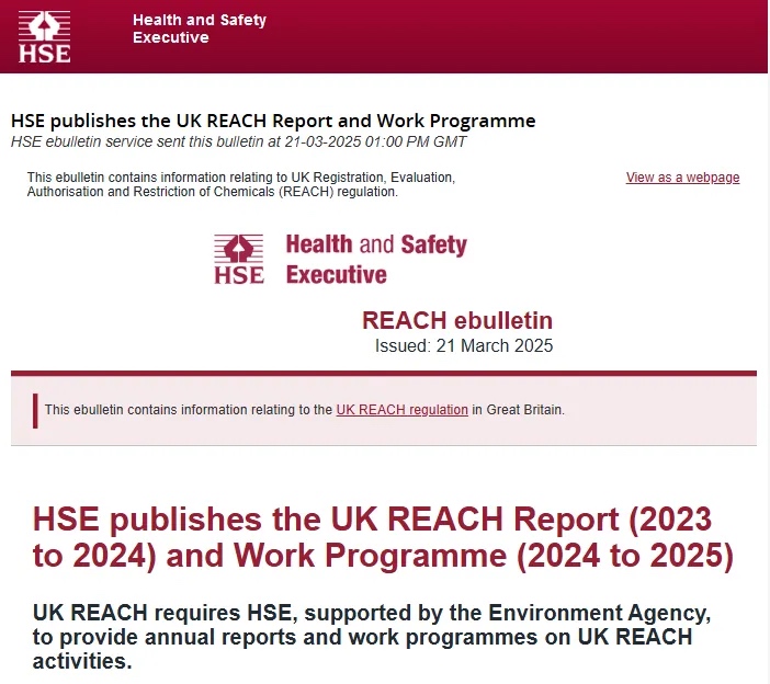 英國UK REACH 2024/25年度工作計劃