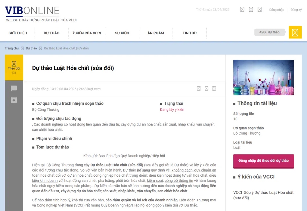 越南化學品法案